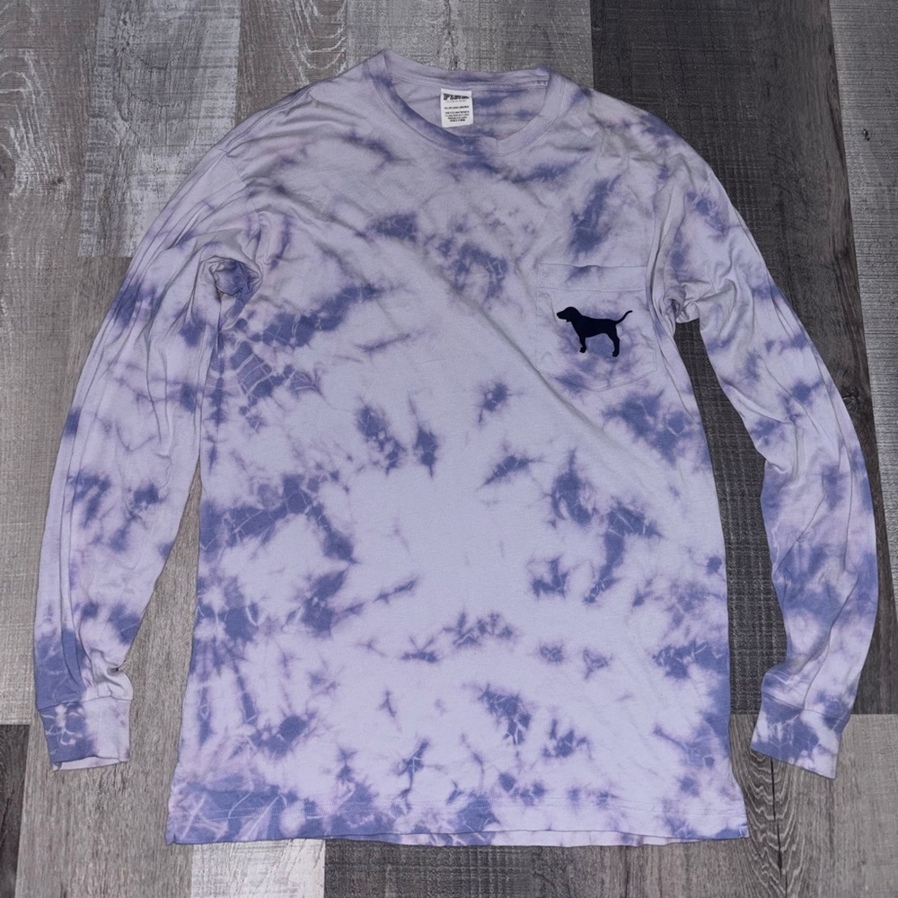 💜PINK Victoria's Secret Purple Tie-Dye Long Sleeve Tee